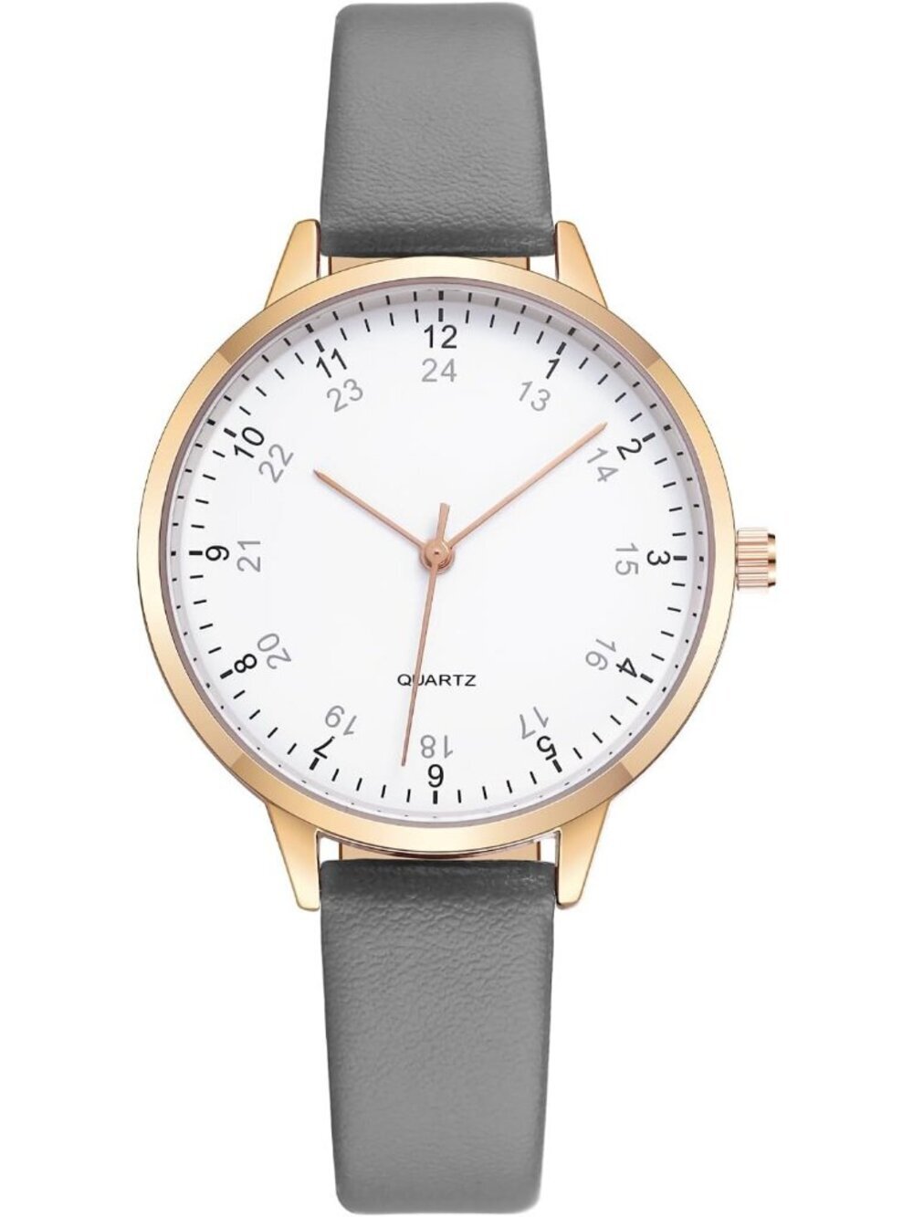 Women's Grey Analog Case Quartz Fashion Leather Mesh Strap Round Wrist Watch